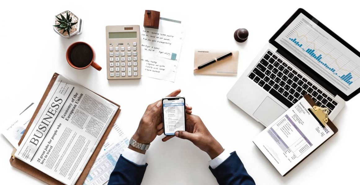 professional trading desk arrangement
