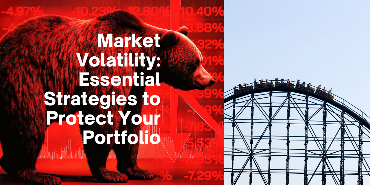 Options strategies for market volatility with bear and negative percentage in the background