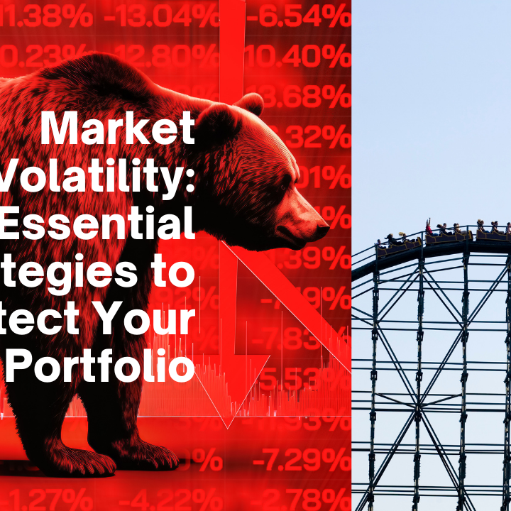 Options strategies for market volatility with bear and negative percentage in the background